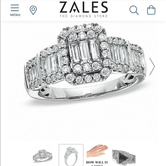 Zales Jewelry - 1 C.T Total Weight Diamond Ring in 14k White Gold